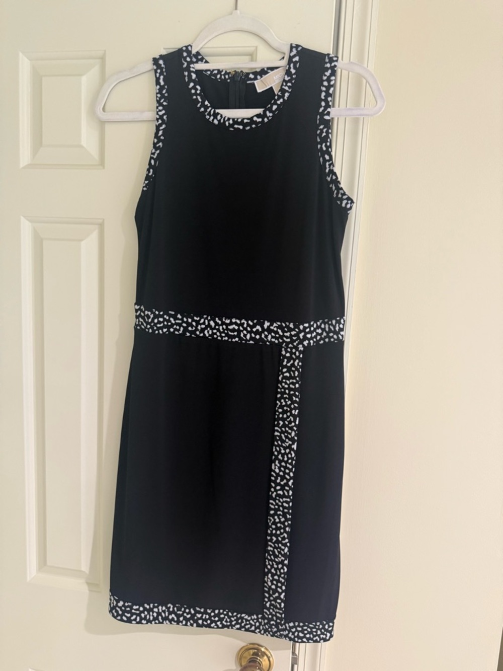 Michael Kors Black Mini Dress with White Speckle Trim